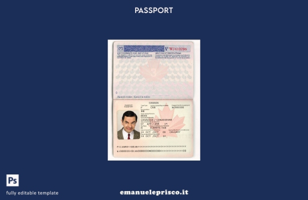 modello di passaporto canadese in stile verificato ().